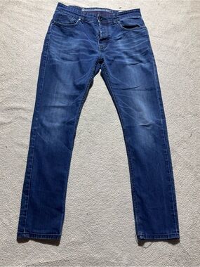 Being Human BH Jeans Mens 34 Slim Fit Blue Denim Button Fly Mid Rise Meas 32x32